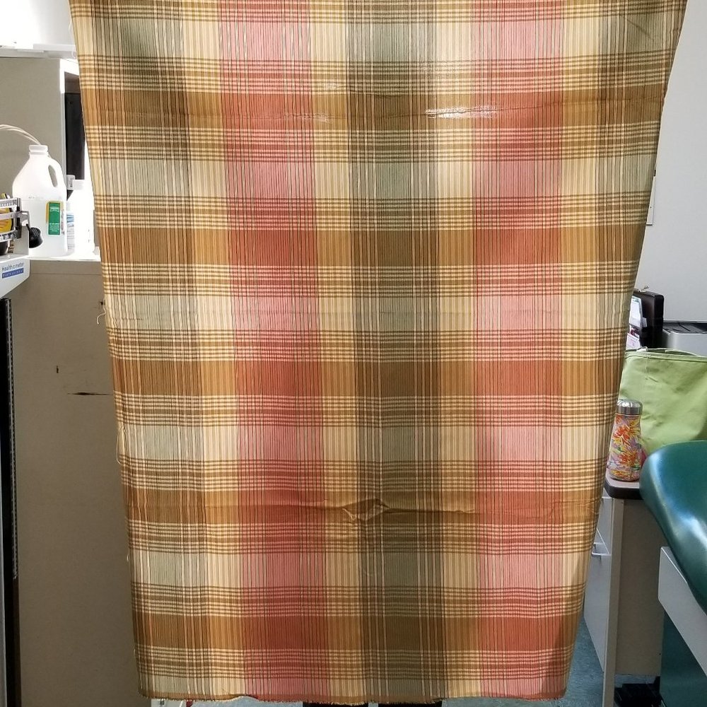 Pink/Sage Plaid Chintz Fabric-40 inches by 30 inches